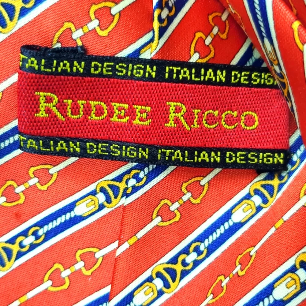 RUDEE RICCO Italian Design Orange Blue Tie EUC